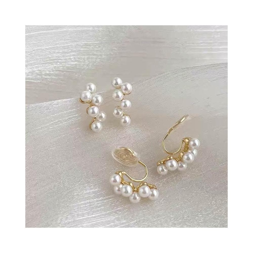 滿188出貨 韓系珍珠鋯石耳環 耳夾 無耳洞 耳針 夾式耳環 盤蚊香耳夾 耳飾 耳扣 飾品 金色銀色耳環 925銀-10