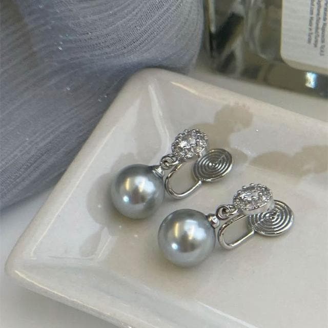 滿188出貨 韓系珍珠鋯石耳環 耳夾 無耳洞 耳針 夾式耳環 盤蚊香耳夾 耳飾 耳扣 飾品 金色銀色耳環 925銀-10