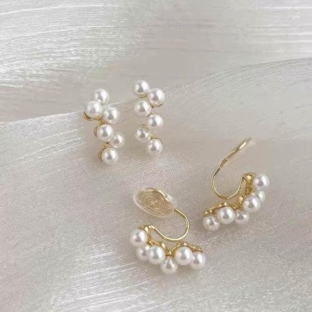 滿188出貨 韓系珍珠鋯石耳環 耳夾 無耳洞 耳針 夾式耳環 盤蚊香耳夾 耳飾 耳扣 飾品 金色銀色耳環 925銀-10
