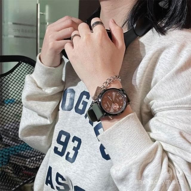 潮流帥氣高級感手錶男女款高中學生簡約防水高顔值小衆冷淡風情侶