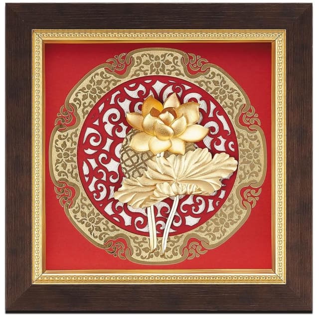 【鹿港窯】金箔畫荷香蓮花｜窗花系列退休生日新居禮物