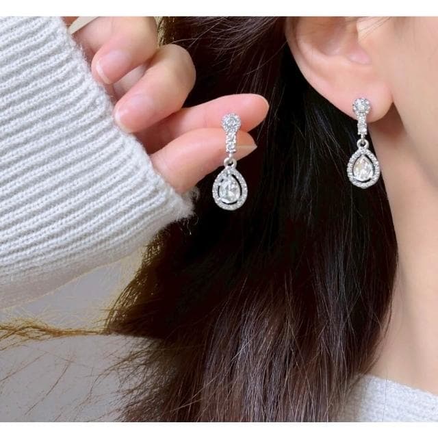 {遇見臻品}BG463耳夾耳針水滴耳環復古優雅耳環冷淡風耳夾鑲鑽水滴形耳環耳墜鑽水滴耳飾品鑲鑽氣質耳環復古風耳環造型耳環