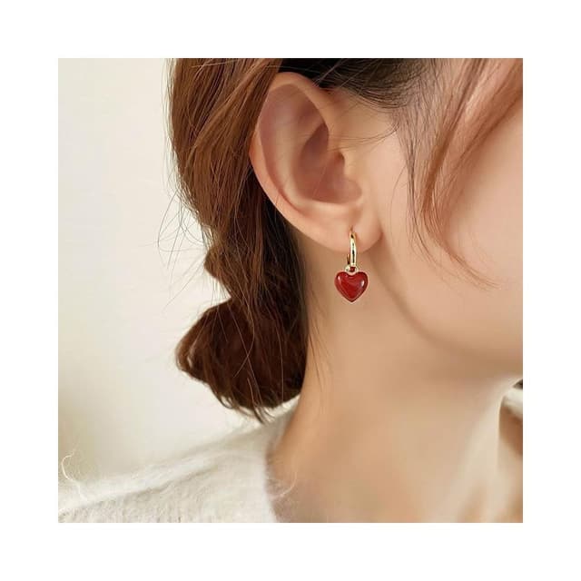 紅色愛心耳環 四葉草耳夾 無耳洞耳夾 耳針 夾式耳環 盤蚊香耳環 耳環女 耳飾 不易過敏 生日禮物 送女朋友-22