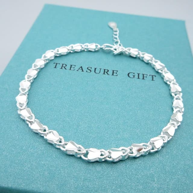 【海洋盒子】精緻甜美立體雙面愛心S999純銀手鍊(女用手鍊)