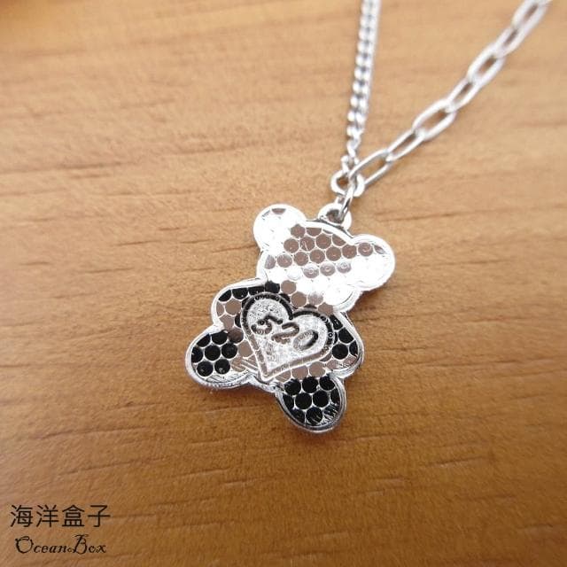 【海洋盒子】我愛你520閃亮碎冰小熊S999純銀項鍊.白金色.附贈禮盒(情人節禮物.聖誕禮物)