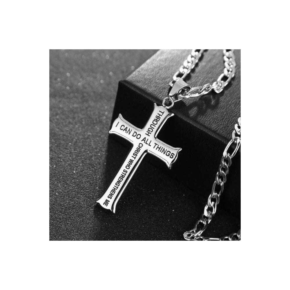 【靠著那加給我力量的】鋼項鍊 基督教 福音禮品 受洗禮物 生日 聖誕節 禮物 耶穌 搬家喬遷 聖經故事 恩典之約禮物店