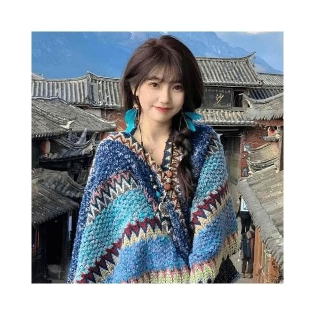 圍巾女旅遊外搭針織鬥篷披肩民族風披肩女拍照氛圍感大西北保暖披肩圍巾質感圍巾冷氣披肩空調百搭保暖圍脖防風圍脖韓版圍巾