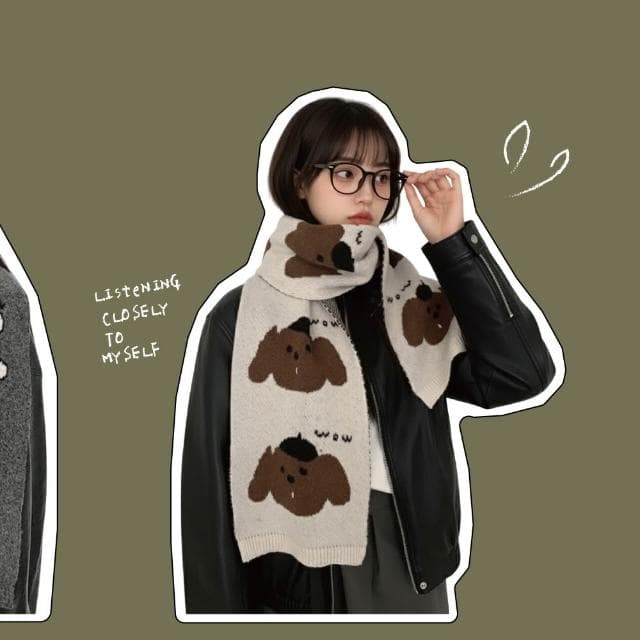 【ZOII 佐壹】小狗樂園保暖圍巾 保暖 圍巾 冬季圍巾 保暖圍巾 賞雪 禦寒 秋冬圍巾 毛線圍巾 #322046