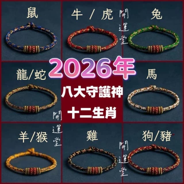 【開運堂】2026年手工編織繩手繩紫南宮過爐十二生肖守護神本命年紅繩編繩幸運手繩交換禮物