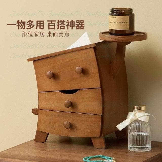 實木紙巾盒 創意客廳擺件 喬遷禮物置物盒 桌面木質收納盒 可愛造型玄關收納盒 全實木儲物盒 多層置物