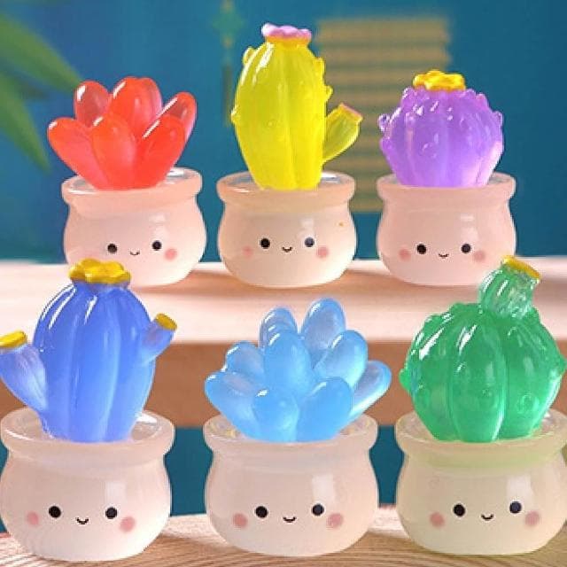 【Ray Ray 士林瑞瑞】魚缸裝飾 仿真夜光多肉 夜光仙人掌 夜光盆栽 夜光多肉植物擺件 桌上可愛擺設 仙人掌盆栽 仙人掌 多肉