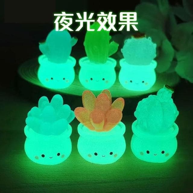 【Ray Ray 士林瑞瑞】魚缸裝飾 仿真夜光多肉 夜光仙人掌 夜光盆栽 夜光多肉植物擺件 桌上可愛擺設 仙人掌盆栽 仙人掌 多肉