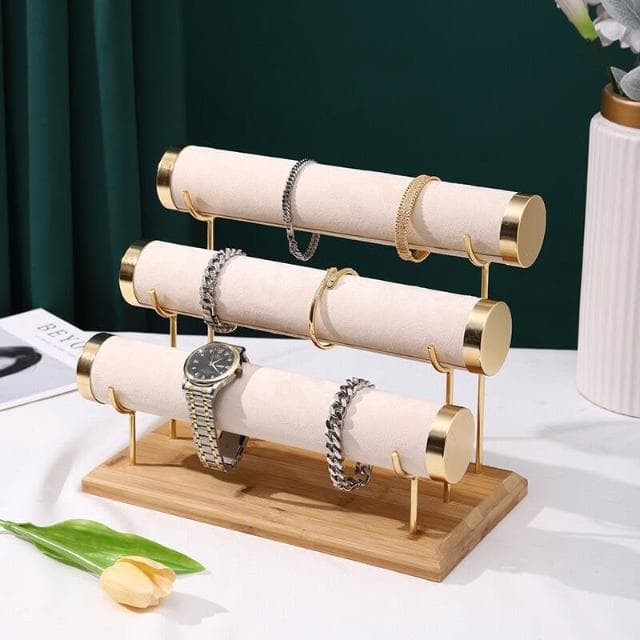 比比優 創意手串展示架階梯多層項鏈手鏈手表收納架高級感絨面輕奢首飾架