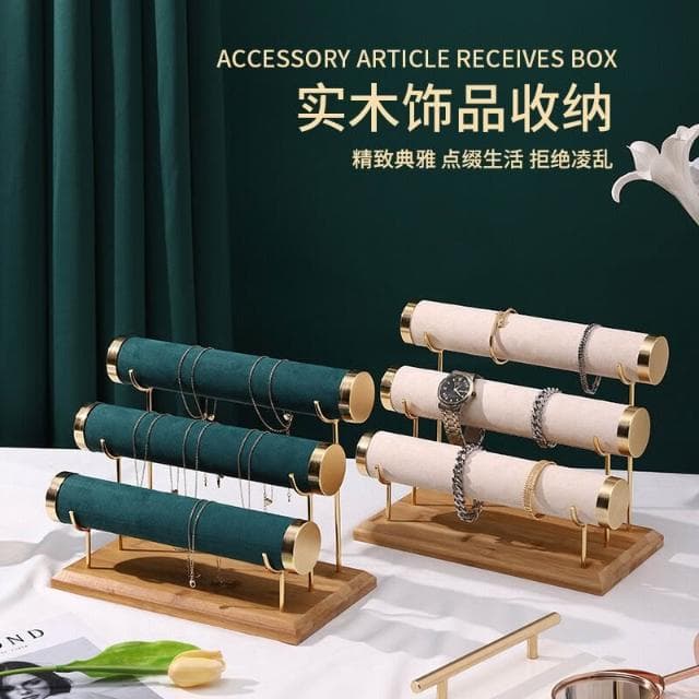 比比優 創意手串展示架階梯多層項鏈手鏈手表收納架高級感絨面輕奢首飾架