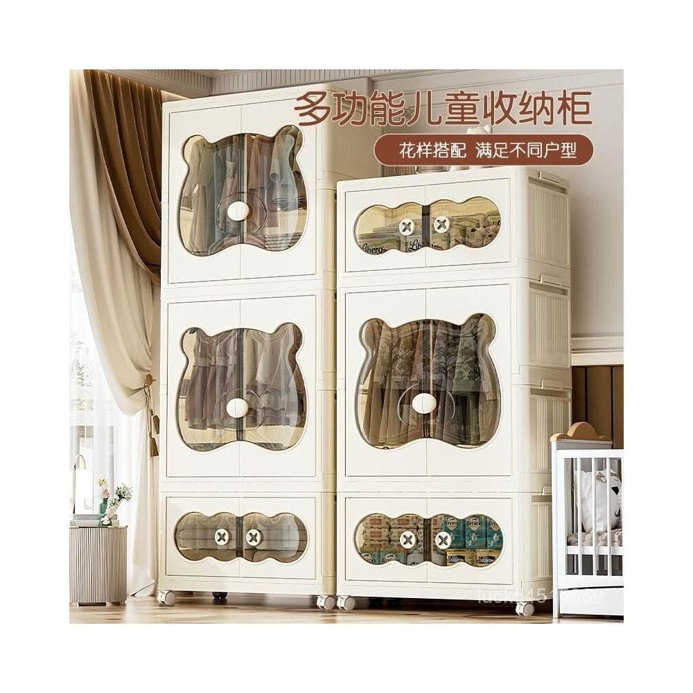 臺灣熱銷 ~寶寶衣服收納櫃免安裝折疊儲物櫃加厚兒童衣櫃家用臥室嬰兒小衣櫥 MKO8