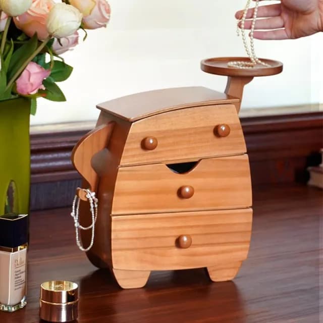 梵花 胖墩墩飾品盒實木質收納盒高級精緻飾品黃金新婚喬遷新居禮物