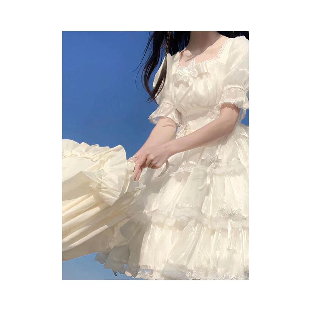 鑫奥精品 免運 lolita洛麗塔連衣裙夏季op仙女生日裙花嫁三段式在逃公主