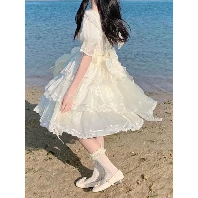 鑫奥精品 免運 lolita洛麗塔連衣裙夏季op仙女生日裙花嫁三段式在逃公主