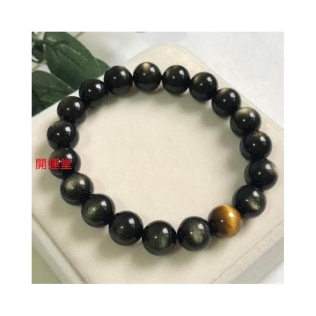【開運堂】 強力招財 金曜石黃虎眼石情侶手鏈冷淡風轉運招財黑曜石手鍊開運堂