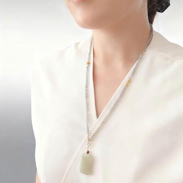 【Paiya 派亞】【平安高定和田玉】煙紫招貴人 青玉佑平安｜可拆無事牌4MM項鍊 寓意財富自由