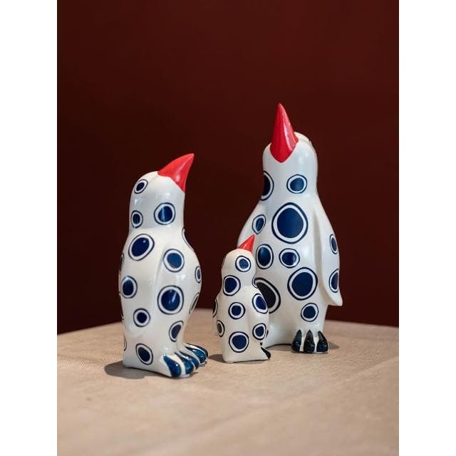 藍點企鵝擺件陶瓷卡通趣味兒童房家居樣板間飾品喬遷送禮物