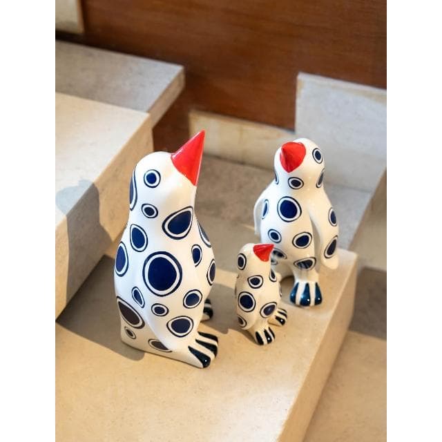 藍點企鵝擺件陶瓷卡通趣味兒童房家居樣板間飾品喬遷送禮物