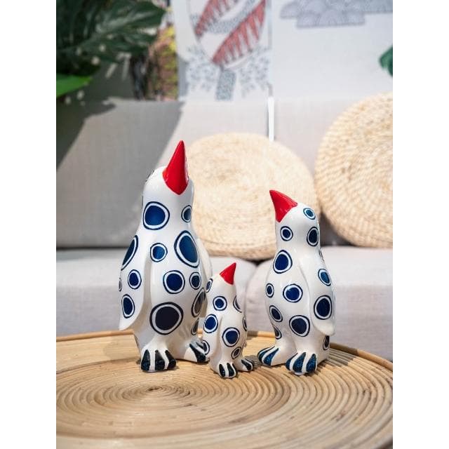 藍點企鵝擺件陶瓷卡通趣味兒童房家居樣板間飾品喬遷送禮物