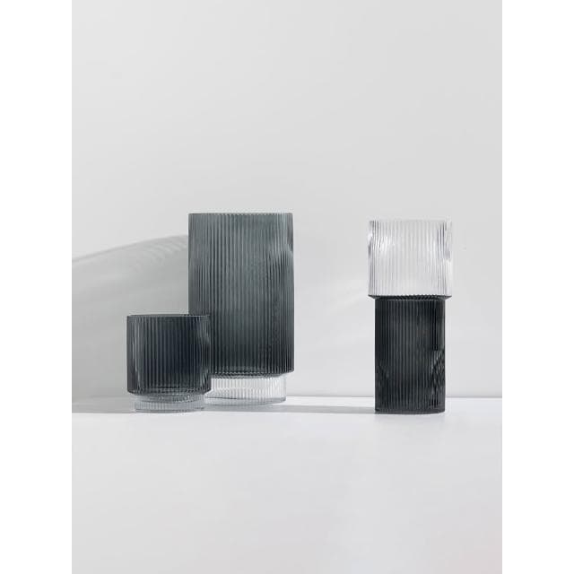 寬口玻璃花瓶擺件家居客廳樣板房店鋪喬遷禮物簡約軟裝飾品