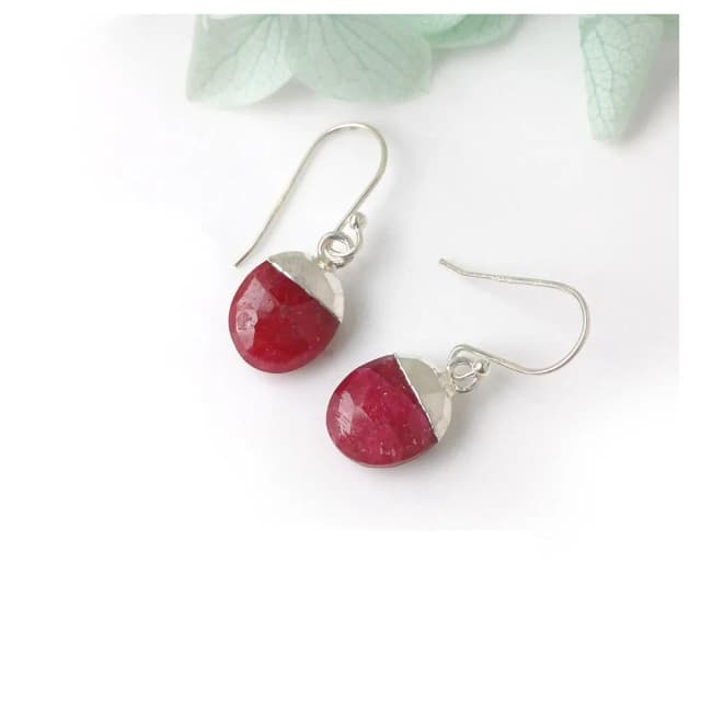 【KATE】銀飾 手工款天然紅寶石Ruby純銀耳環 紅寶石原礦 七月生日石 紅寶石耳環 紅色開運 紅剛玉 可改夾 生日禮物 情人禮物