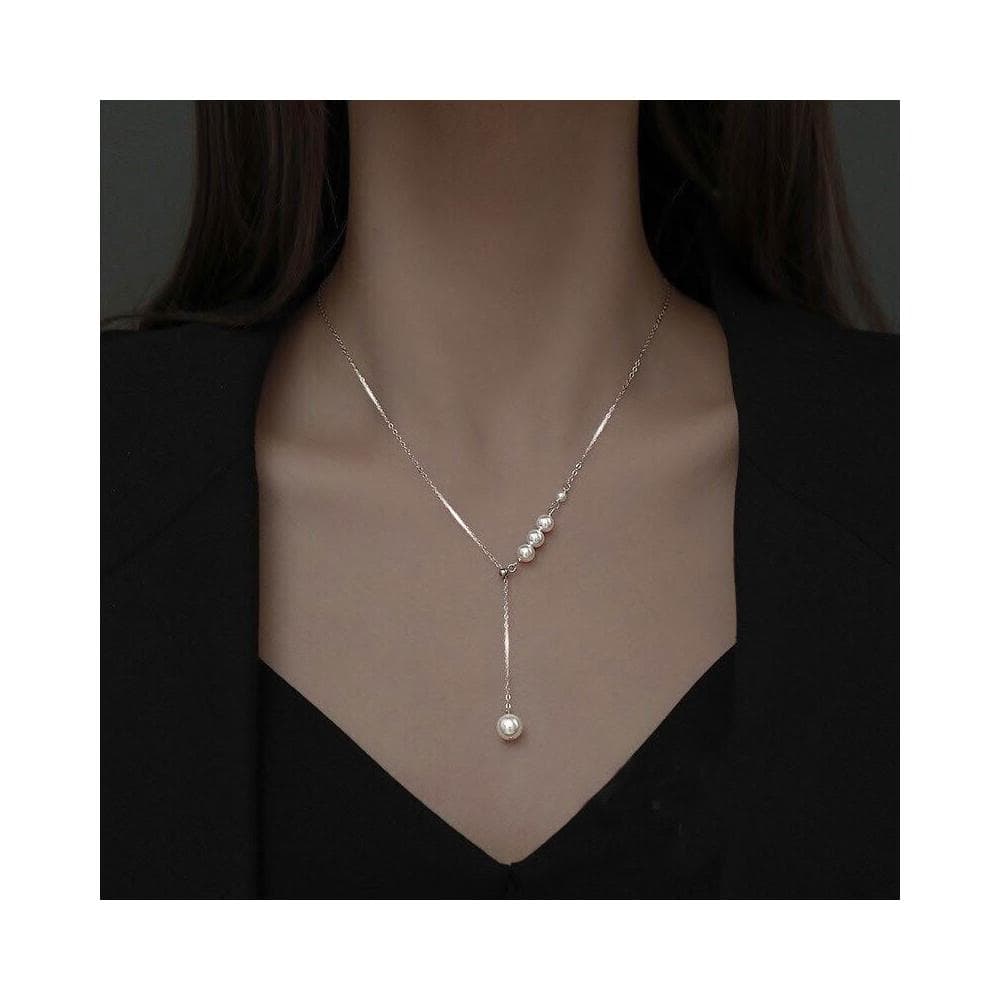 項鏈 新款珍珠項鏈輕奢小眾流蘇鏈潮年輕感鎖骨鏈女可調節直播 項鍊女珍珠項鍊時尚百搭吊墜項鍊長項鍊飾品毛衣鍊生日禮物