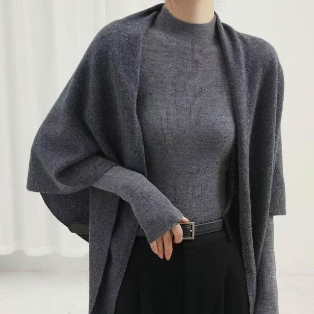 好夢想精品館  萬能披肩加長加寬100羊毛三角巾女 針織開衫保暖護頸圍巾坎肩