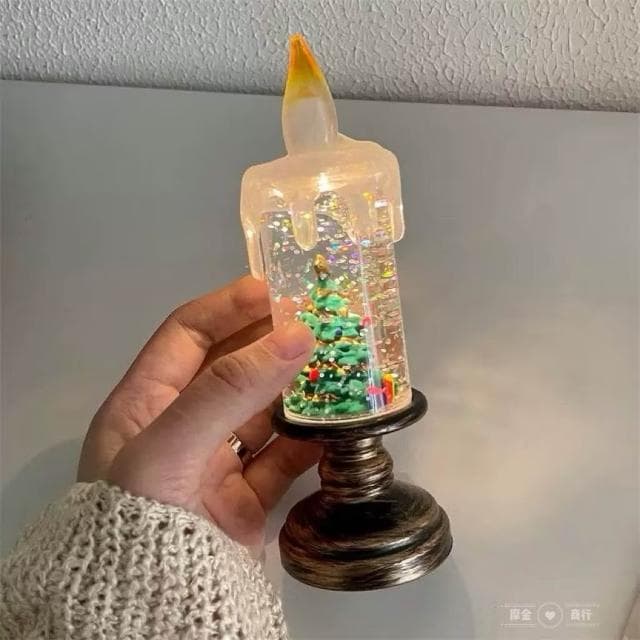 🔥現貨速出🔥聖誕燭台小夜燈 氛圍裝飾聖誕飄雪小燈 交換禮物 聖誕禮物 發光小夜燈 蠟燭燈 聖誕樹燈 聖誕裝飾LED小