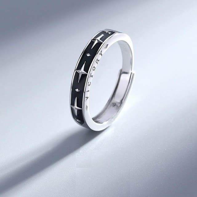 【Porabella】925純銀戒指 勝利星芒戒指 閃星戒指 小眾ins 可調開口式戒指 生日禮物送男友 銀戒Rings