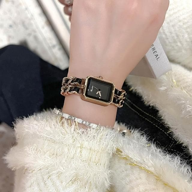 【LEEHER】石英腕錶/皮革手錶/手錶/女生手錶/方形手錶/指針手錶/小方錶/腕錶/石英錶/小香風手錶/