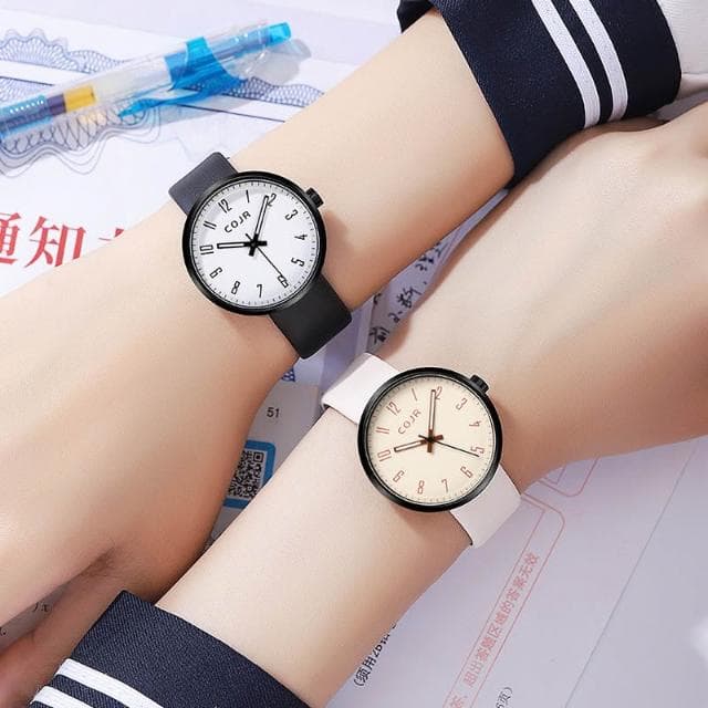 cojr簡約學院風學生表公務員考試防水女錶親膚矽膠石英手錶批發