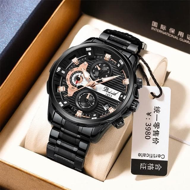 帝茲品牌手錶男士高級感防水夜光大錶盤多功能潮流石英表跨境爆款