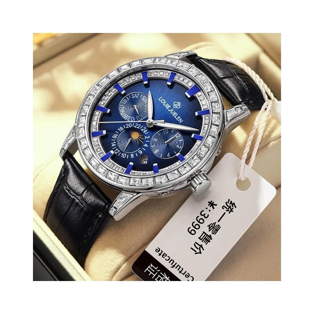 路易爵倫表王系列時尚男士機械表防水夜光真皮錶帶腕錶批發