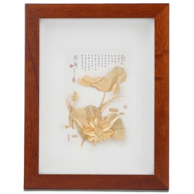 【鹿港窯】金箔畫荷香蓮花｜退休生日新居禮物首選