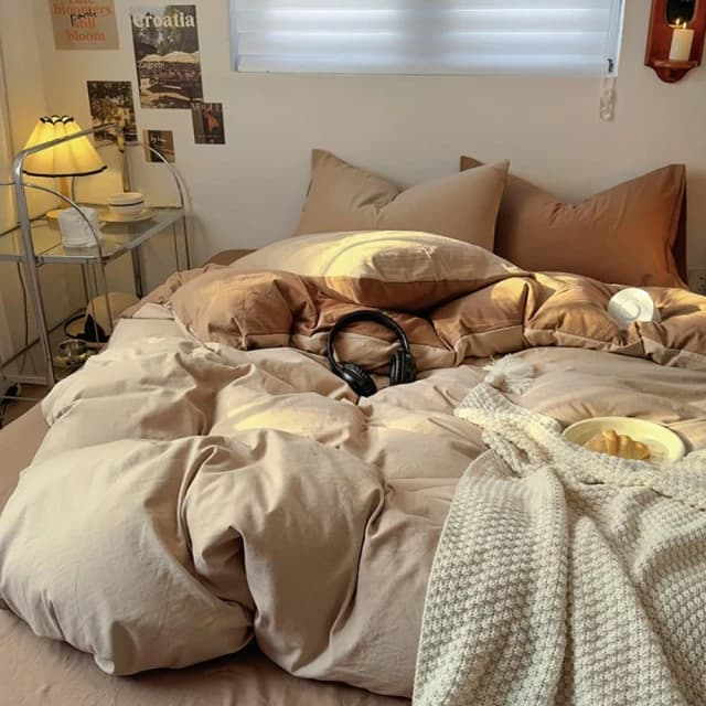 【Arvo Home 蒔桄家居】親膚裸睡床包被套三/四件組-單人/雙人/加大 (四季被套組 裸睡床單 舒眠寢具 水洗棉床包 親膚床包 透氣床包 裸床包)