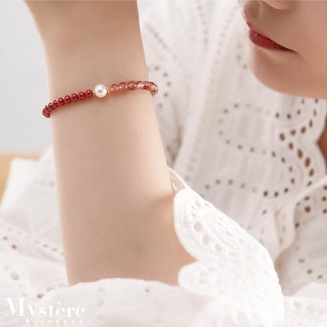 【my stere 我的時尚秘境】天然帝王砂淡水珍珠手鍊 天然水晶手串 招財開運飾品 水晶串珠