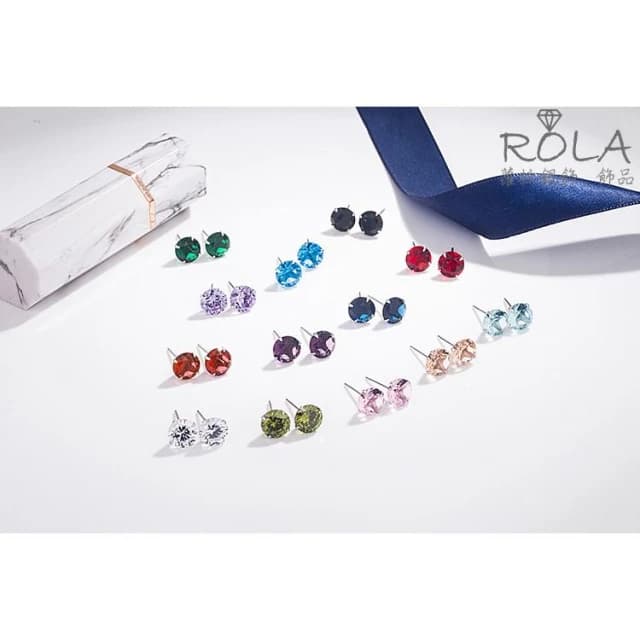 ROLA蘿拉銀飾.飾品 “現貨當天出” (一對價.3-6mm) 12色鋯石水鑽單鑽999足銀純銀耳針耳環養耳針 1-3.