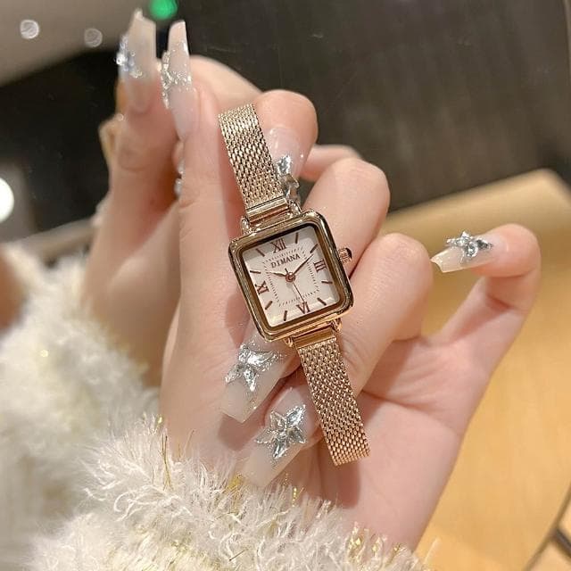 【LEEHER】小錶盤手錶/手錶/氣質腕錶/腕錶/小方錶/穿搭配件/女生手錶/皮帶手錶/方形手錶/網帶手錶/