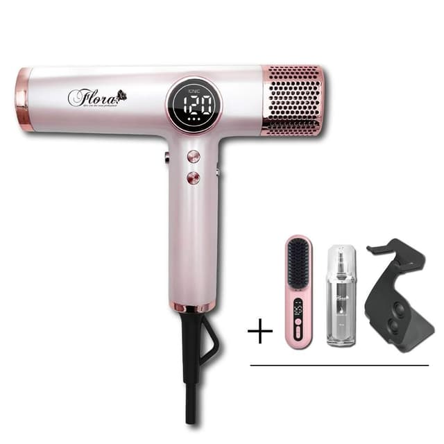 【Flora】搭贈組｜負離子無刷吹風機 HD-3238 (三代沙龍級專用 速乾護髮 輕量機身 附磁吸捲髮棒_Kimi極美職人推薦)