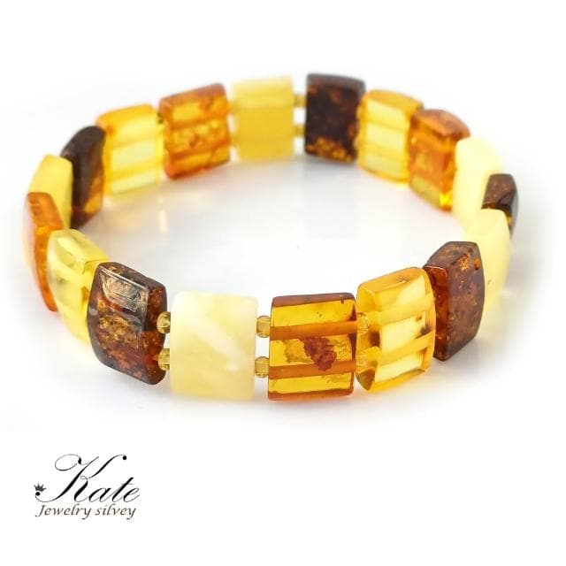 【KATE】銀飾 經典四色波羅的海天然琥珀手排 多寶琥珀 琥珀手環 蜜蠟手排 波羅的海琥珀 生日禮物 情人禮物
