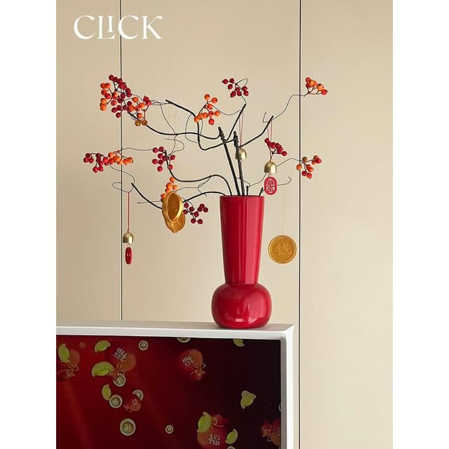 高品質冬青紅果發財果仿真花節日裝飾道具家用喬遷結婚禮物