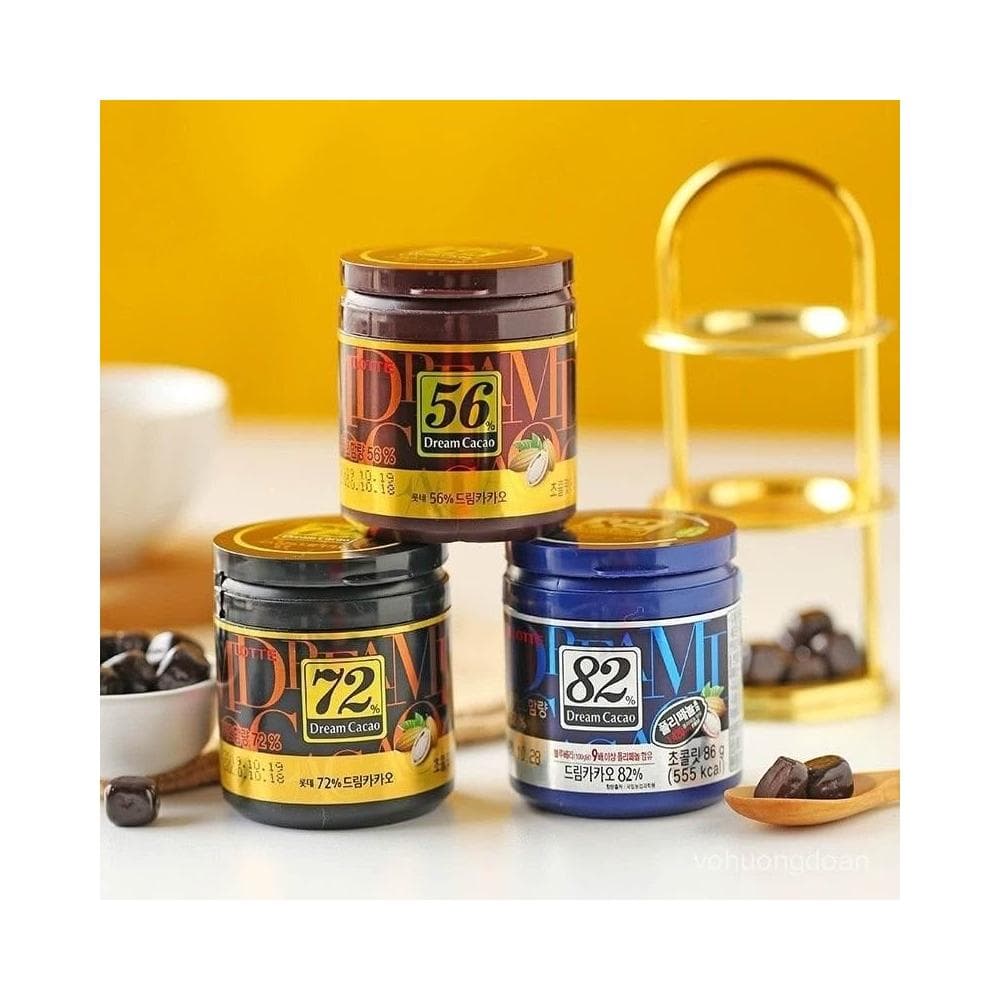 心心相印 LOTTE韓國進口樂天夢黑巧克力小方塊罐裝瓶裝巧克力零食72%56%82%