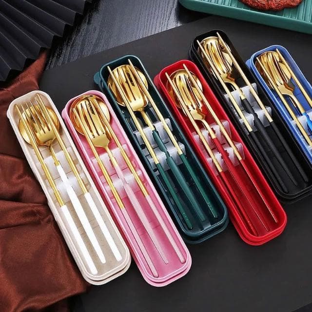 美的冒泡304不銹鋼餐具組 葡萄牙餐具 便攜餐具組 環保餐具 304不鏽鋼 葡萄牙風 筷子 湯匙 叉子