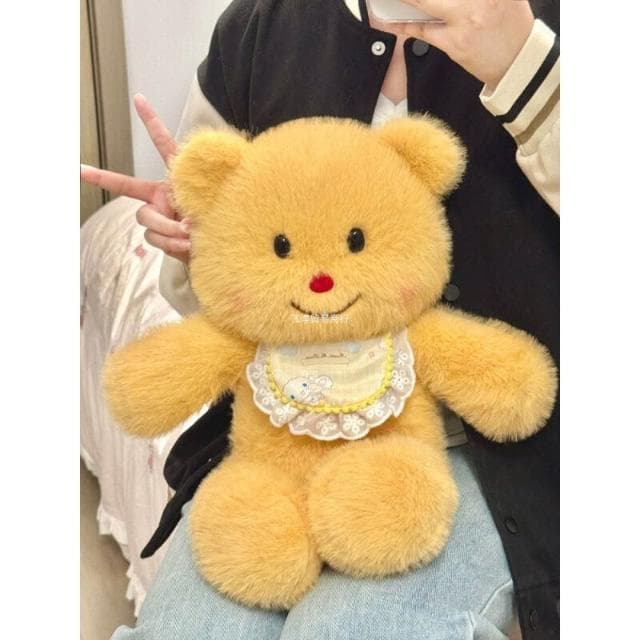 會跑步的奶油黃色小熊玩偶公仔睡覺抱枕娃娃毛絨玩具生日女生
