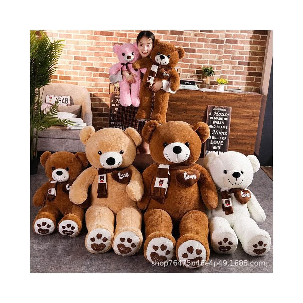 可愛領結抱心熊毛絨玩具熊熊公仔睡覺抱枕布娃娃生日禮物送男女生