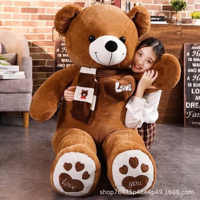 可愛領結抱心熊毛絨玩具熊熊公仔睡覺抱枕布娃娃生日禮物送男女生